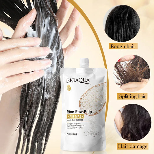 Hair being treated with Bioaqua Magical Hair Mask