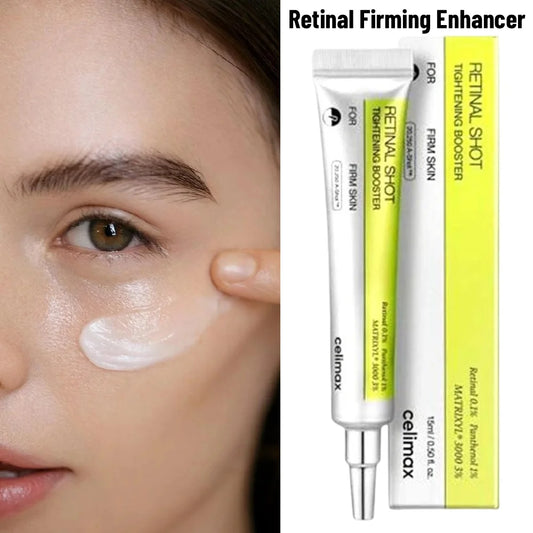 Texture et application de la crème yeux Celimax Retinol Shot pour une peau revitalisée