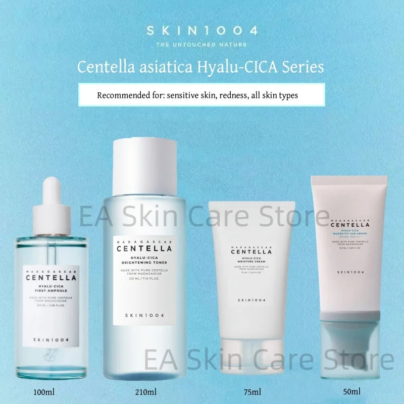 Centella skincare set blue for intensive hydration for very dry skin with cleanser, serum, face cream and eye cream