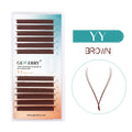 Packaged false eyelashes with 'Gemerry' branding and brown color swatch on a white background.