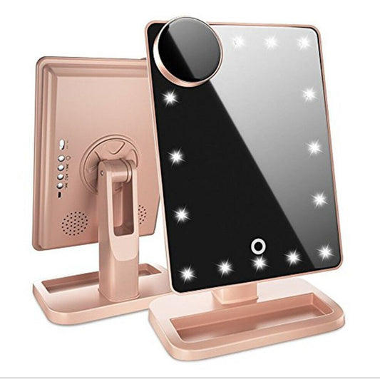 Smart LED Makeup Mirror with Touch Screen, Bluetooth Music & Lighting