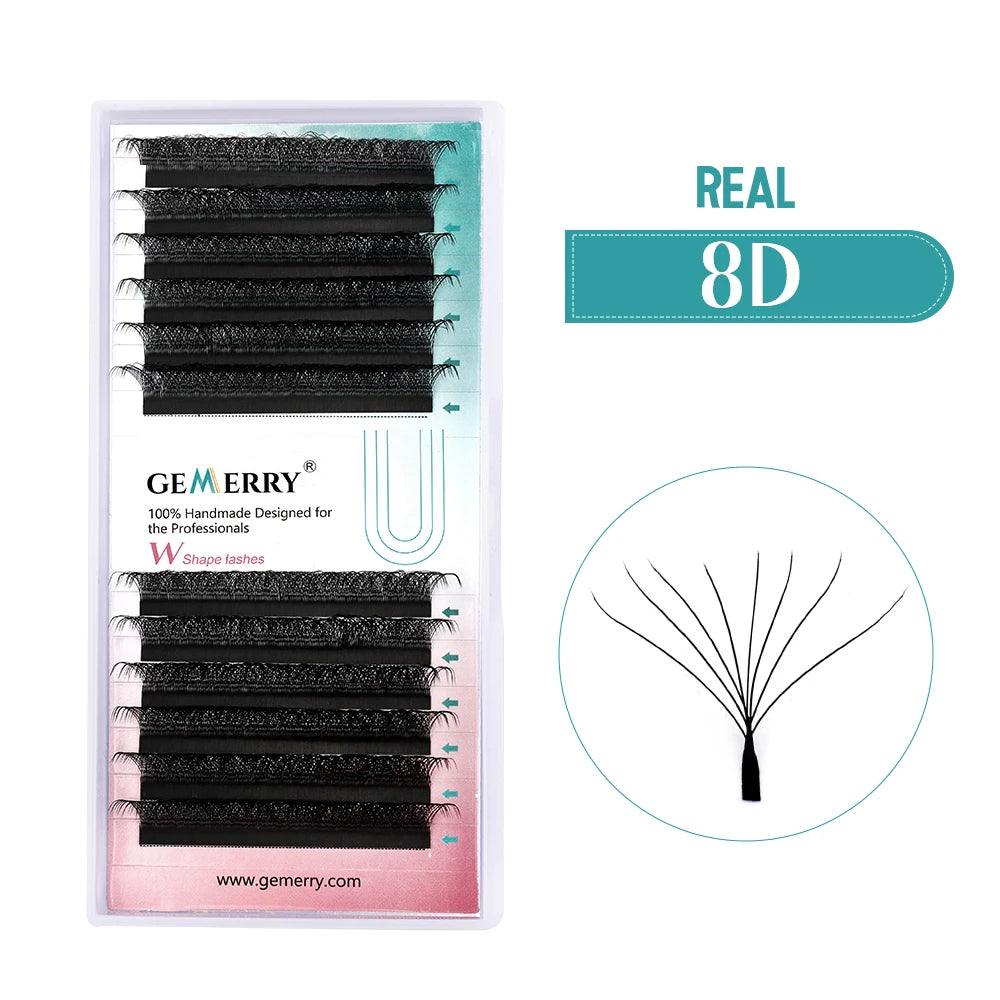 Packaged false eyelashes with 'GEMERRY' branding on a white background