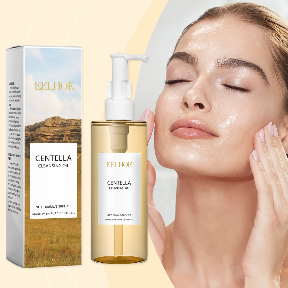 Lightweight oil cleanser texture with Centella extract for sensitive skin