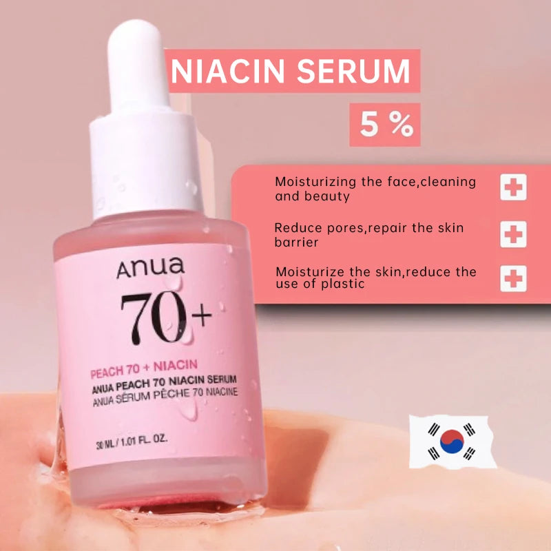 Texture of ANUA Peach 70% Niacin Serum – lightweight brightening formula