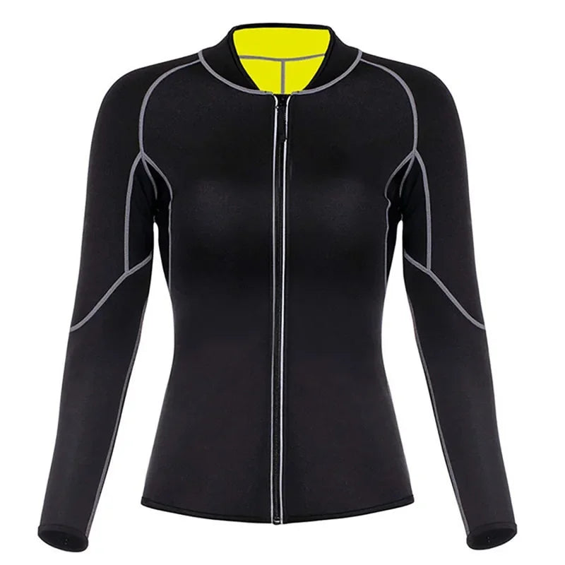 Compression fit body care sauna top for upper body hydration