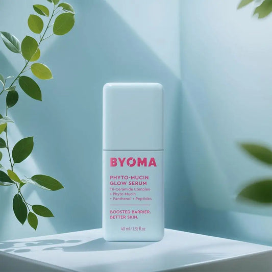 BYOMA Phyto-Mucin Glow Serum used in daily skincare routine for radiant skin
