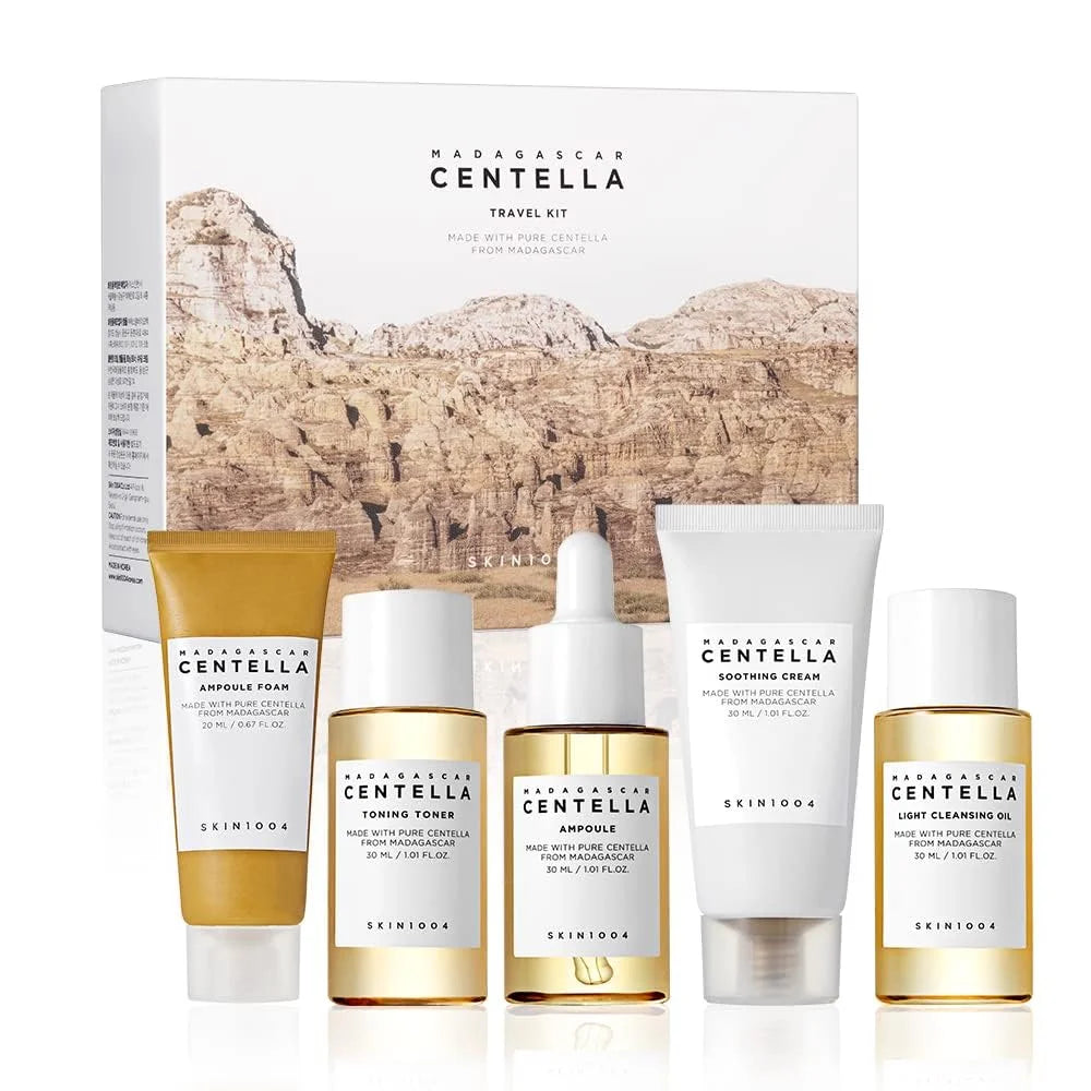 Travel size Centella Madagascar skincare set for hydration and soothing