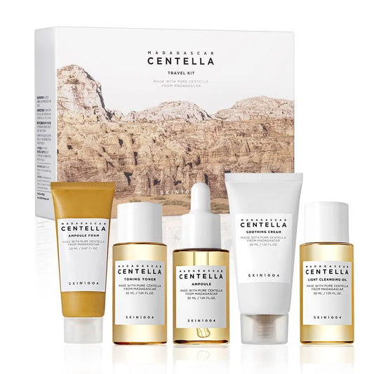 Travel size Centella Madagascar skincare set for hydration and soothing
