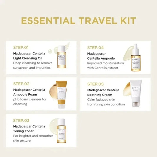 Centella Madagascar moisturizer in travel kit for hydration and elasticity