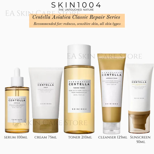 Centella skincare set gold for strengthening skin barrier and deep hydration with cleanser, serum, face cream and eye cream