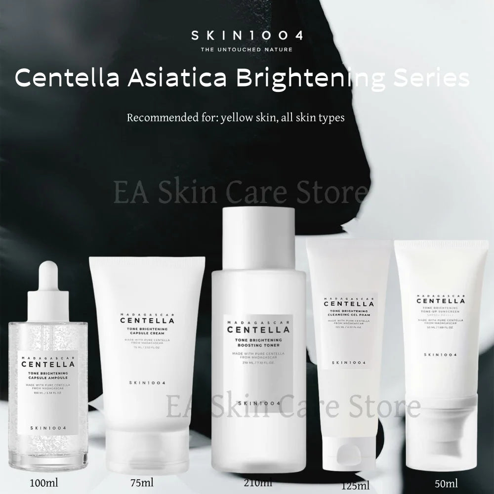 Centella skincare set white for brightening and dark spot correction with cleanser, serum, face cream and eye cream