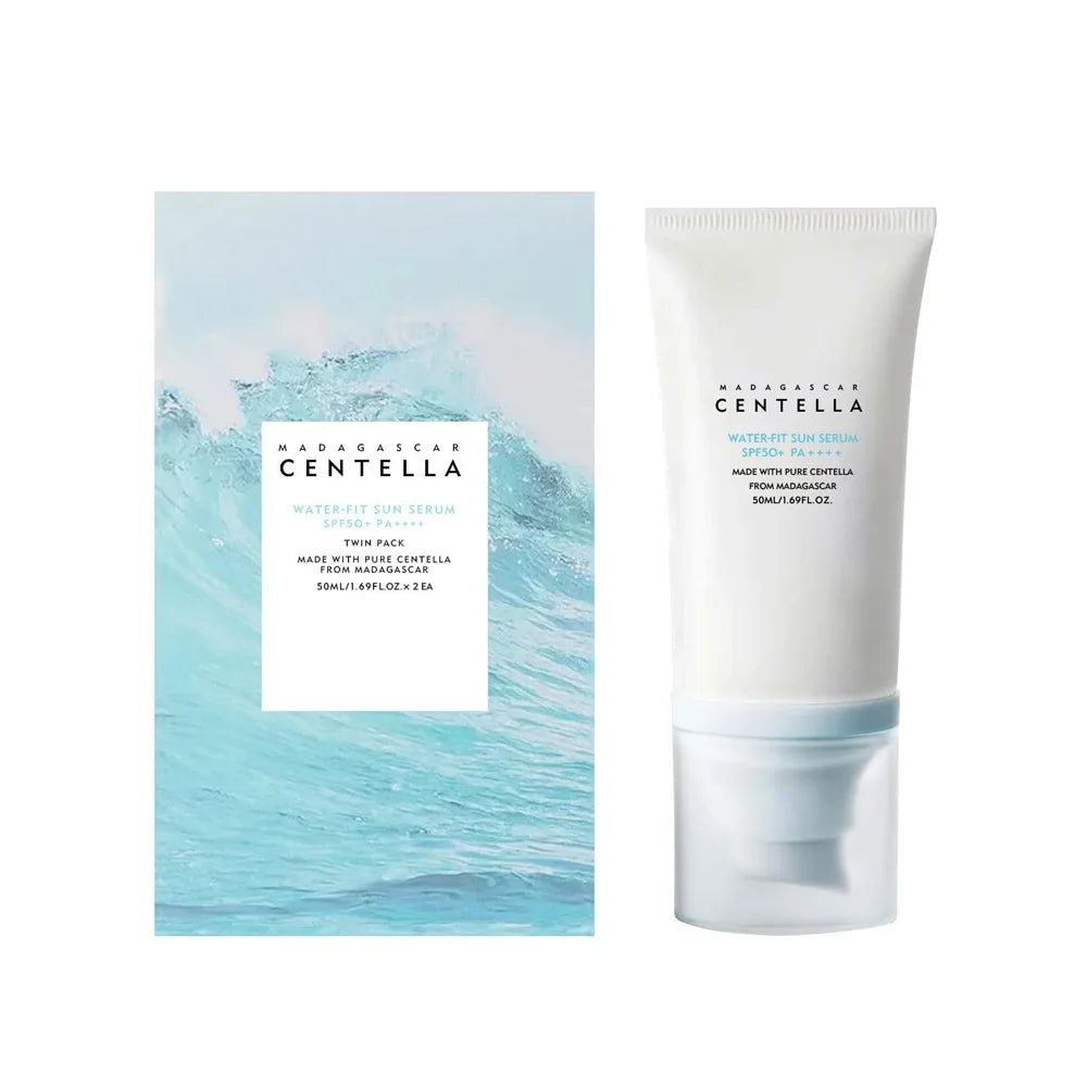 Centella water fit sun serum SPF50+ for daily hydration and sun protection