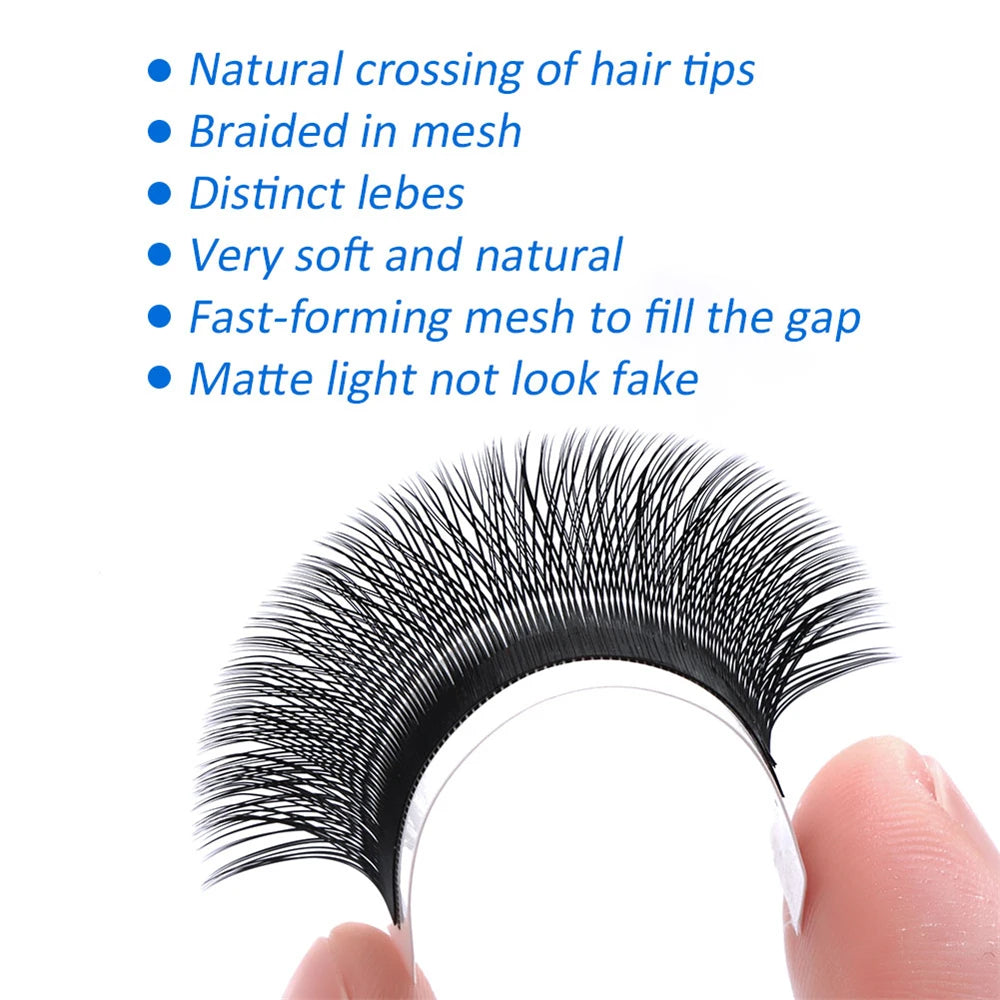 False eyelashes with text highlighting features on a white background