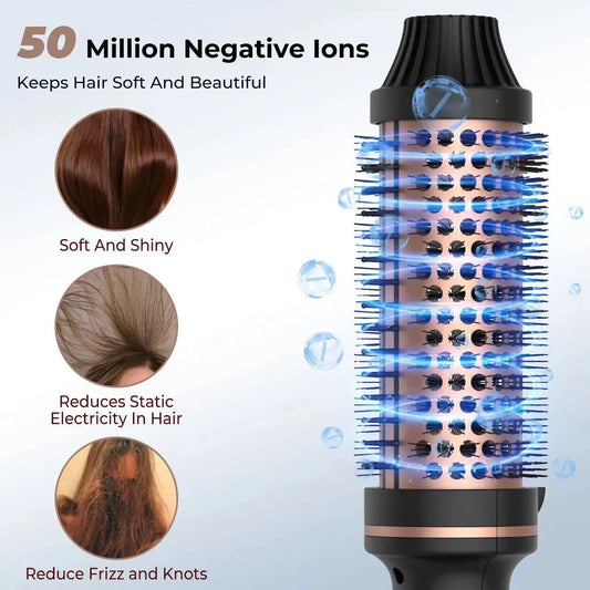 Double barrel ceramic hair curler brush for all hair types