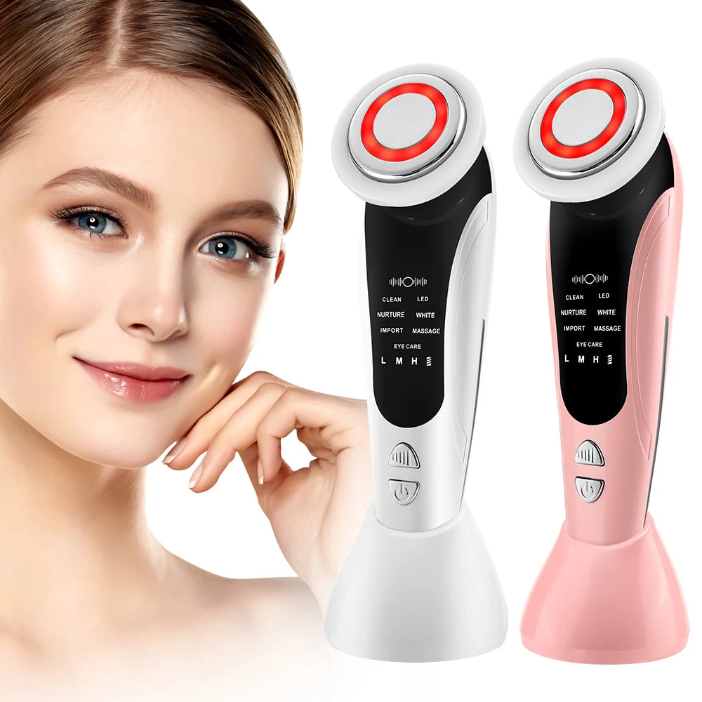 7-in-1 face massager with LED therapy for facial lifting and skin rejuvenation