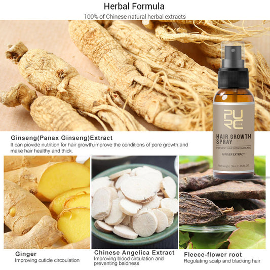 Close-up of ginger hair spray for scalp nourishment and hair strengthening