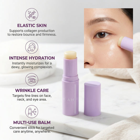 Application of KAHI eye balm stick on under-eye area