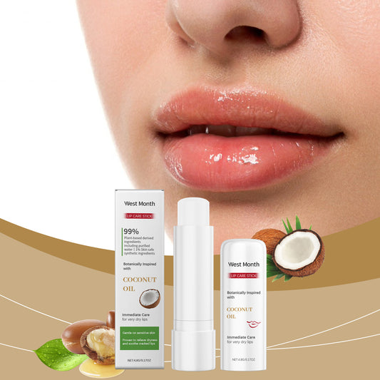 Creamy lip balm texture enriched with shea butter and coconut oil for deep hydration