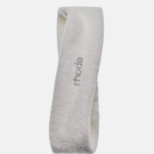 Gray headband with 'rhode' branding on a white background