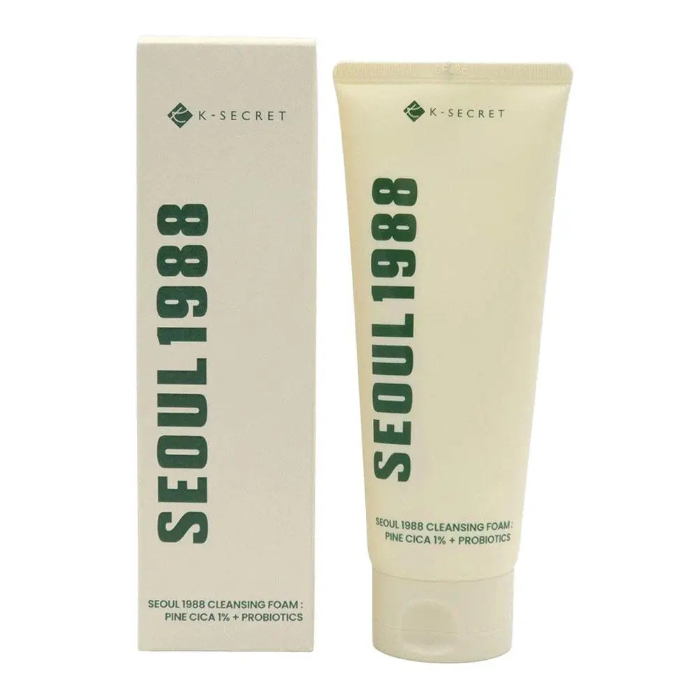 Seoul 1988 Pine Cica 1% + Probiotics Cleansing foam front bottle view.