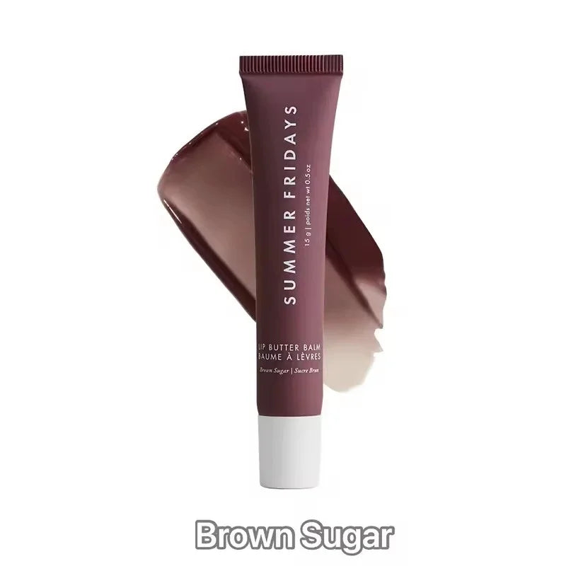 Summer Fridays lip butter balm in Brown Sugar on a white background