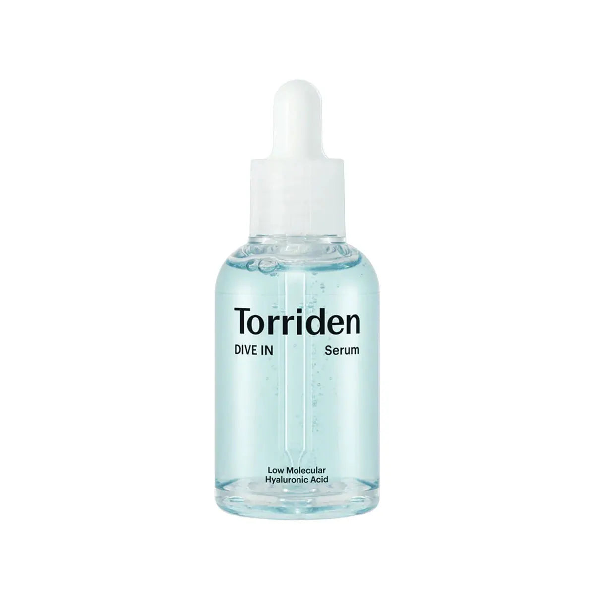 Torriden serum bottle with dropper on a white background