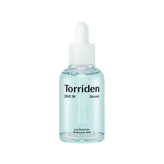 Torriden serum bottle with dropper on a white background
